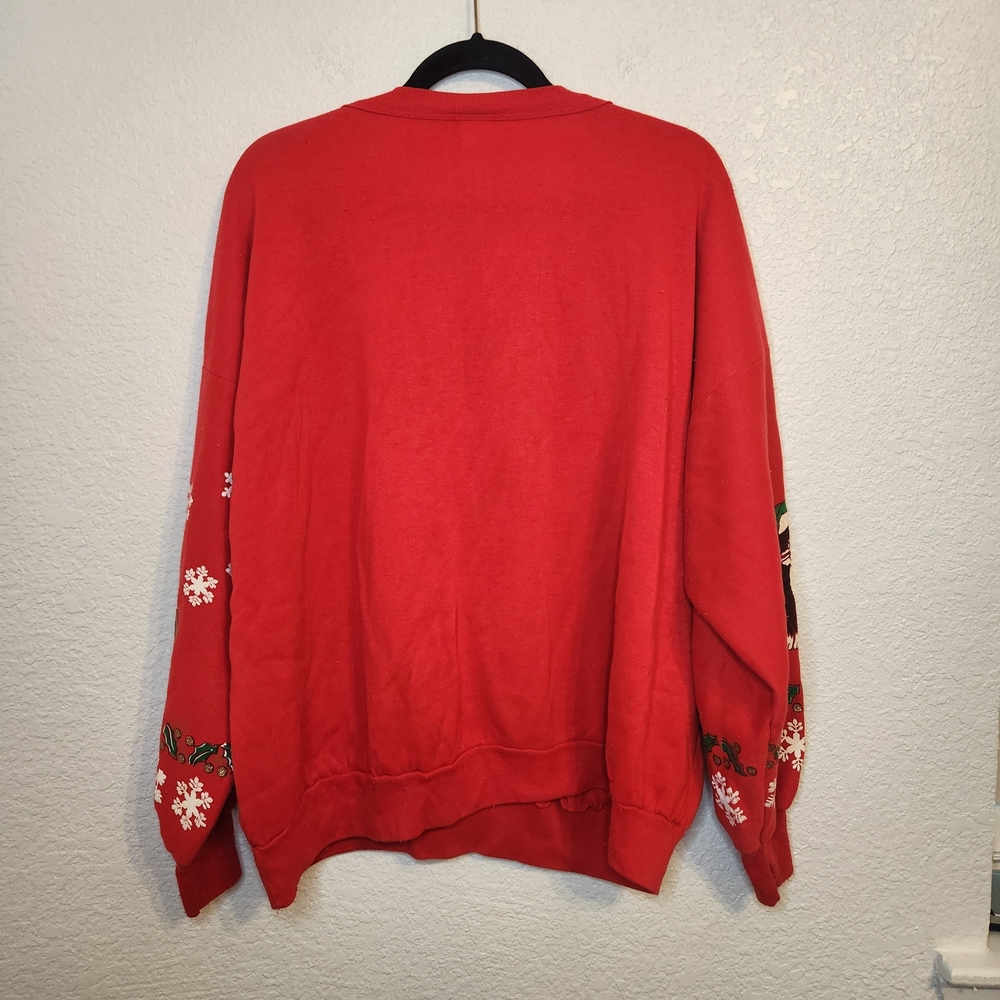 Vintage 1990 Nut Cracker Kitten Sweater Christmas Red Holiday Sweatshirts 42 - Picture 11 of 15